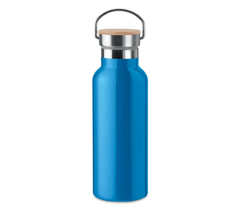 Thermal Stainless Steel Water Bottle, Blue Color, Customizable with Logo