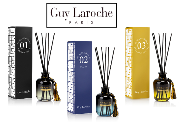 Diffusore per ambiente Guy Laroche in confezione dedicata 3 fragranze: melagrana, opium, sandalo