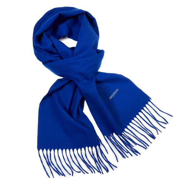 Sciarpa BALDININI effetto “Cashmere touch” con frangia ai bordi. Colore BLU. Confezionata in elegante scatola regalo