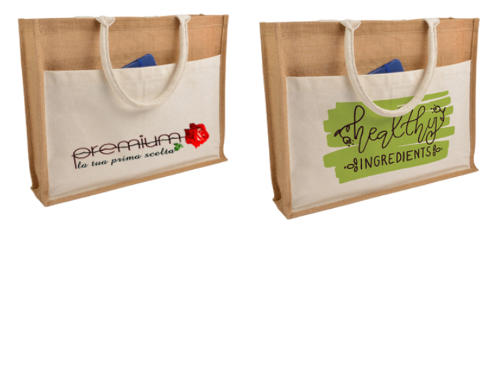 shopper JUTA con tasca personalizzabile con stampa serigrafica