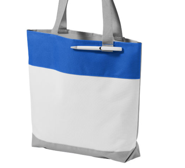 Borsa Shopper con Porta Penna all'esterno ideale per fiere, convention o riunioni, fai veicolare il tuo logo grazie alle nostre tecniche di stampa!