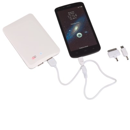 Powerbank con superficie metallica lucida ultra potente da 10.000 mAh con luce LED blu con funzione touch