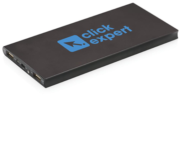 Powerbank 8000mAh in alluminio con doppio ingresso. Include cavo micro USB Colori disponibili: argento,nero, blu.