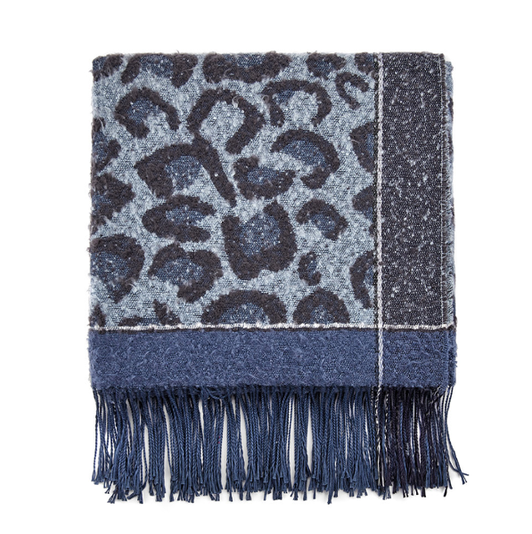 Calda Sciarpa Animalier blu Baldinini con frange in polybag