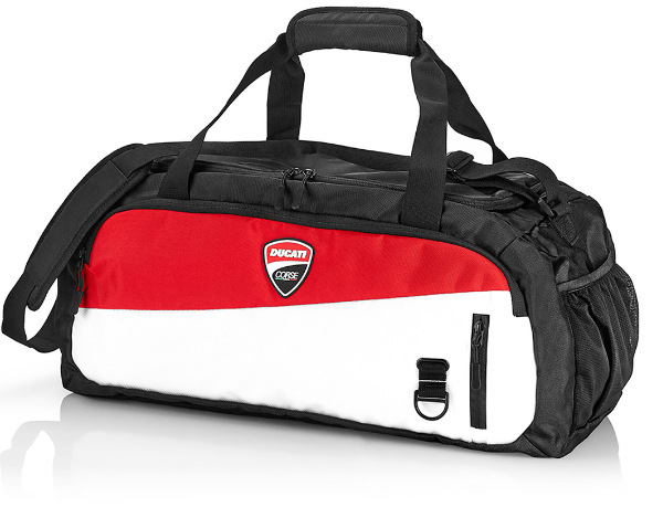 Borsone Sportivo Ducati Corse in resistente poliestere MULTITASCHE con zip e rete porta-scarpe