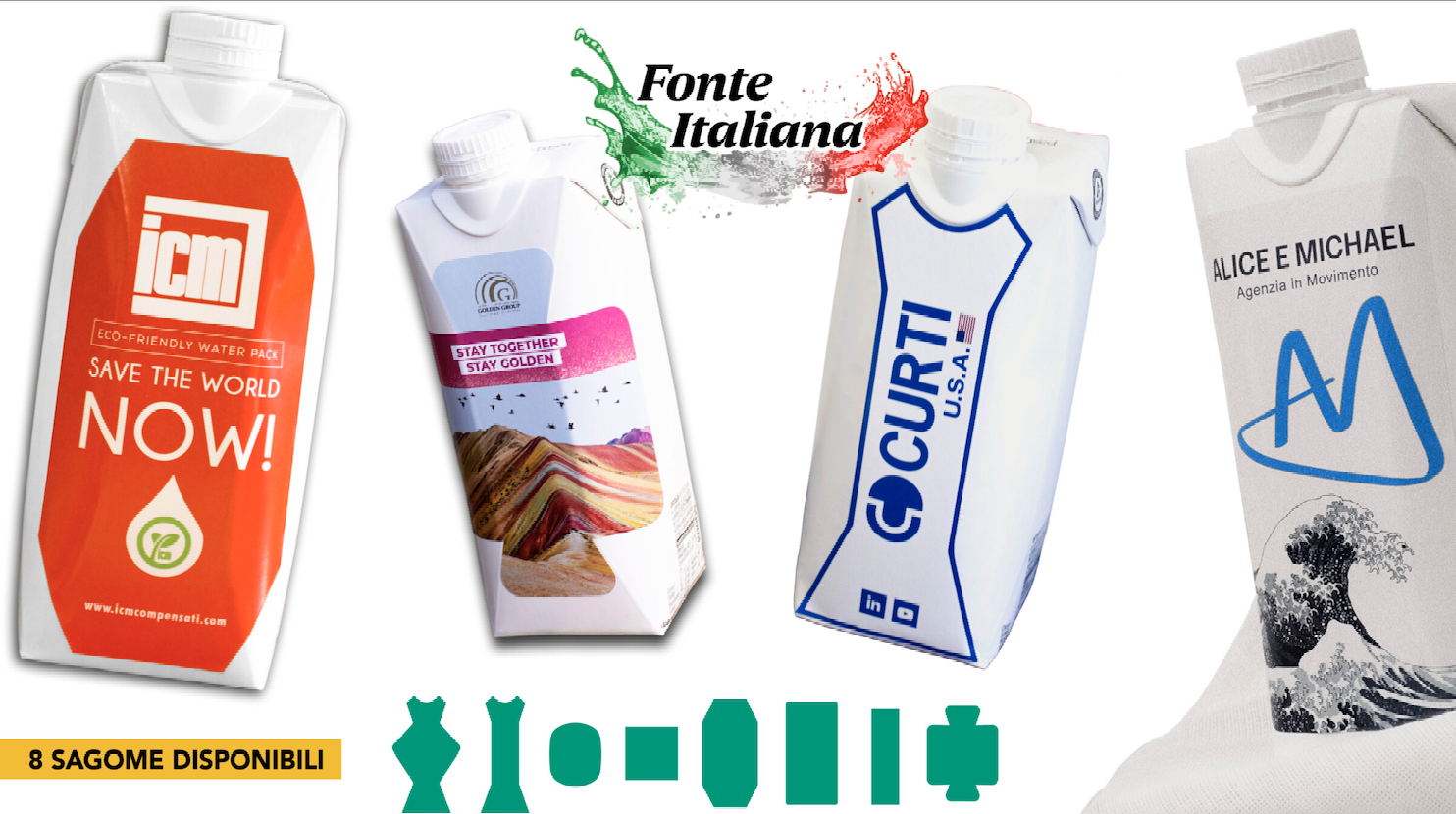 Brick tetrapack di Acqua Italiana personalizzati, 500 ml.