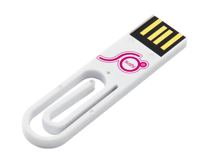 Chiavetta USB a forma di graffetta, stampabile in digitale CMYK fronte e retro