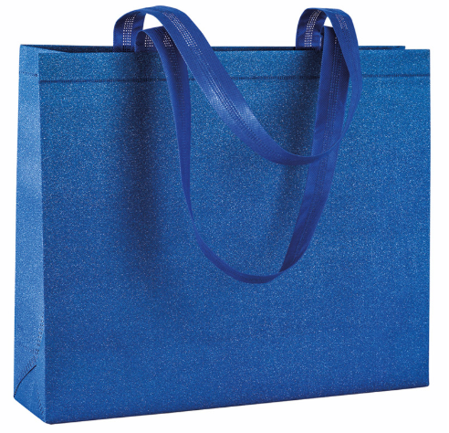 Shopper Elegante in TNT laminato con GLITTER, manici lunghi e soffietto. Resistente