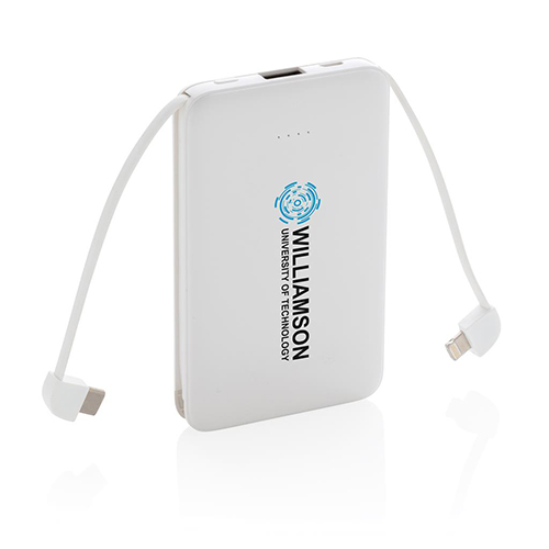 Powerbank sottile con Cavi Integrati da 5000 mAh con spie luminose