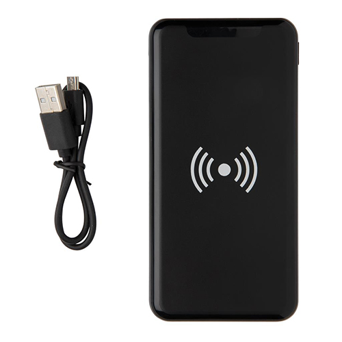 Powerbank portatile sottile che supporta carica a cavo e wireless, da 4.000 mAh Include indicatori luminosi Personalizzabile