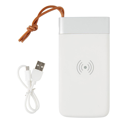 Powerbank in Alluminio e ABS da 8000 mAh con laccetto in PU e dettagli soft touch