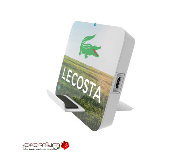 Powerbank Wireless con piedistallo per appoggio Personalizzabile Stampa in quadricromia