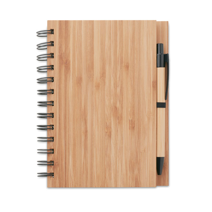 Blocco notes con copertina rigida di bambù formato 18 x 13 , include penna