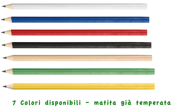 Matita in legno con punta temperata e sette colori disponibili