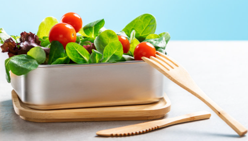 PORTA PRANZO ACCIAIO INOX E BAMBU'