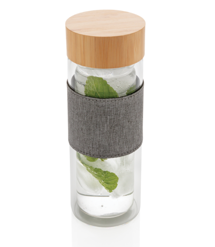 Bottiglia termica da 360ml in vetro borosilicato e bambù senza BPA