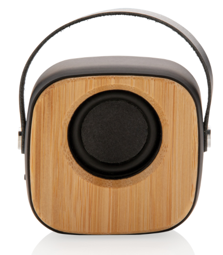 Speaker in bambù con rifiniture in ABS e laccio in PU: gadget personalizzabile