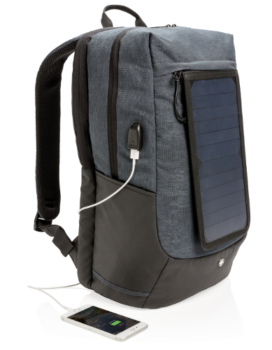 Zaino porta PC con pannello solare SWISS PEAK: zaino di marca di terza generazione con porte USB
