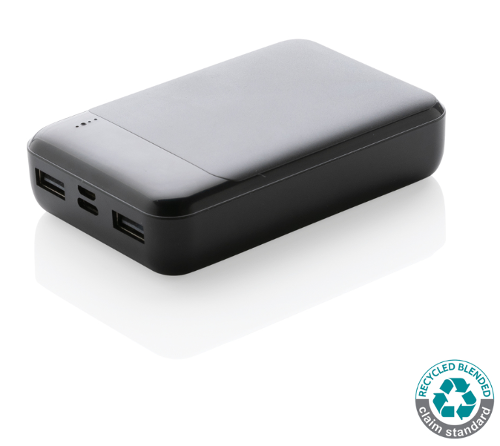 Powerbank tascabile 10.000 mAh con custodia in ABS riciclata, certificata RCS (Recycled Claim Standard)