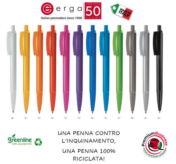 Penna con fusto pieno e colore a scelta 100% riciclato in ABS atossico