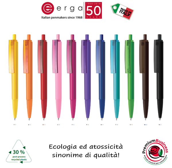 Penna con fusto pieno lucido colore a scelta in ABS atossico made in Italy e personalizzabile
