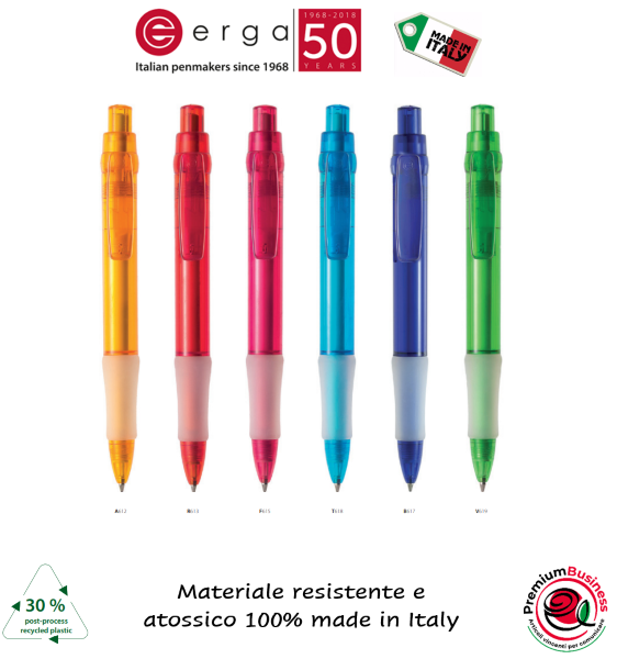 Penna in Terlux atossico colore a scelta personalizzabile con grip antiscivolo made in Italy