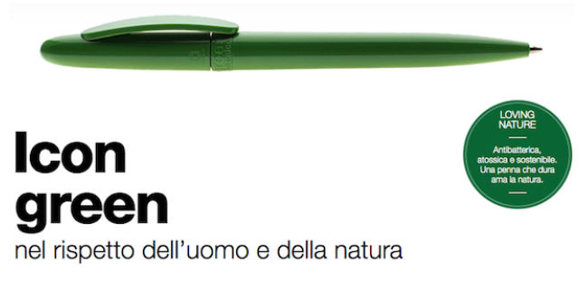 Penna Icon Green, atossica certificata, alta resistenza,100% italiana, buona davvero.