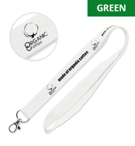 Lanyard in cotone organico 100% green personalizzabile con gancio in metallo