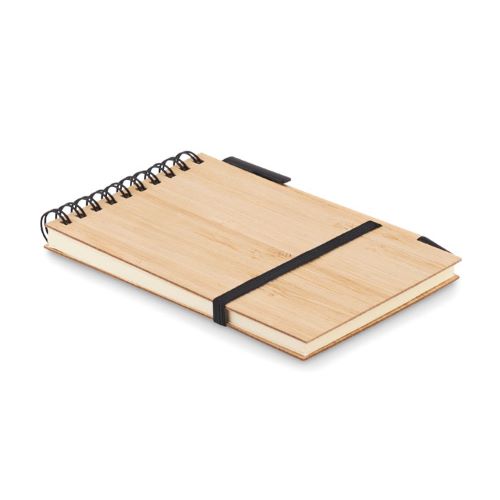Set quaderno A6 con copertina e penna in bamboo personalizzabile