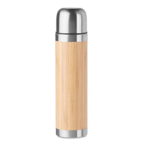 Thermos doppio strato in acciaio inossidabile con rivestimento in bamboo 400ml personalizzabile