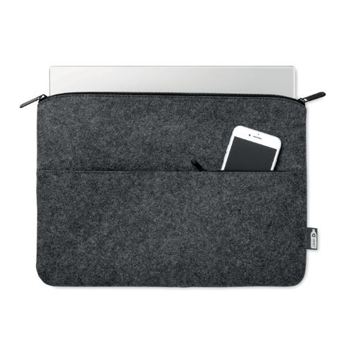 Borsa per laptop 14 pollici con cerniera in feltro RPET colori a scelta personalizzabile