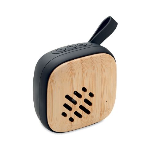 Speaker portatile wireless 5.0 in bambù e ABS con maniglia in silicone personalizzabile