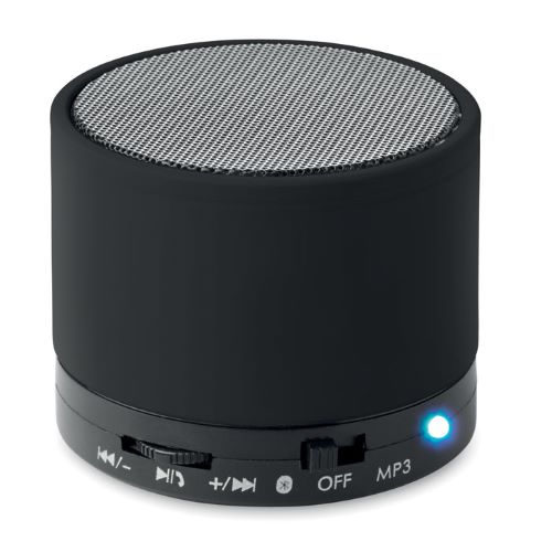 Speaker wireless 4.2 forma rotonda in ABS e luce LED colore a scelta personalizzabile