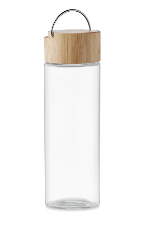 Bottiglia in vetro con tappo in bamboo con manico da 500ml