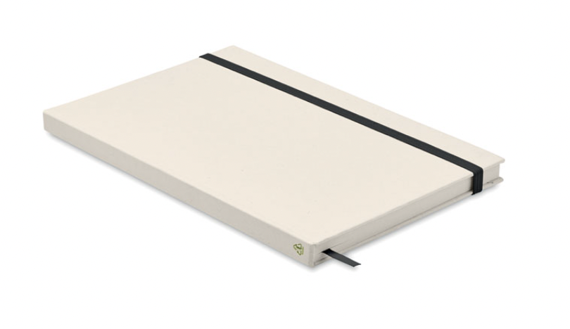 Notebook A5 con copertina rigida realizzato con il 70% di cartone del latte riciclato e il 30% di carta riciclata