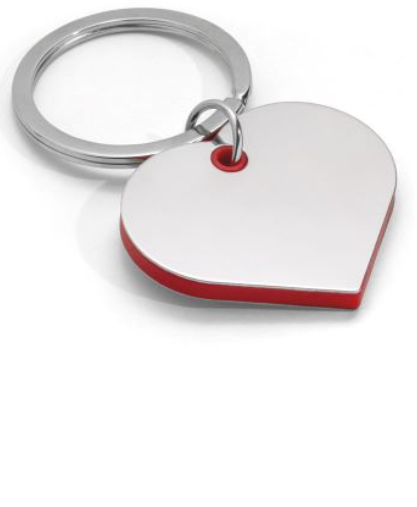 Portachiavi in metallo e ABS a forma di cuore personalizzabile con lo spessore di colore rosso