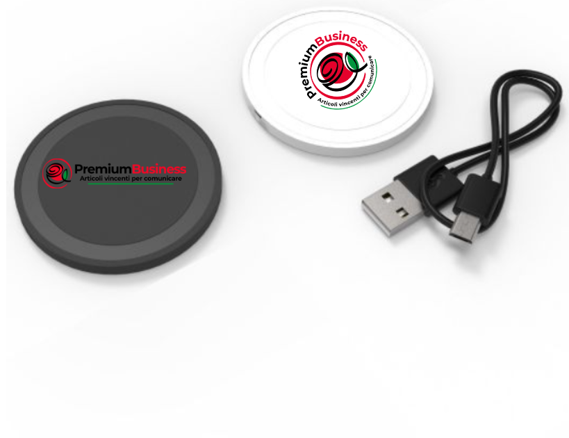 Powerbank Wireless Personalizzabile Colori: nero e bianco