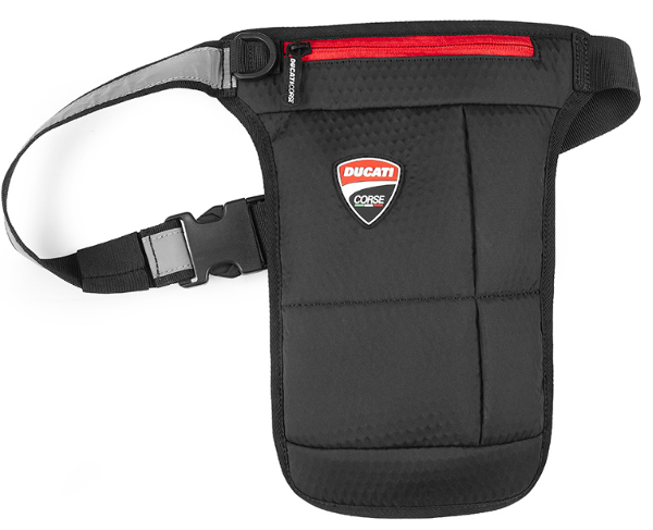 Borsa multitasca da gamba Ducati Corse. Porta borraccia. Dimensioni: 24x29,5x2,5 cm. Personalizzabile